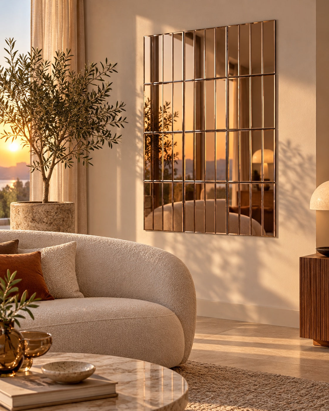 STANT · Parlak pudra modelinin 30 × 30 cm kare modüllerle uygulandığı salonda yeni bir odak noktası konsepti